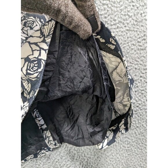 Talbots Dress Womens 4 Roses Boho Floral Black White Cotton Stretch Pockets - Picture 14 of 16